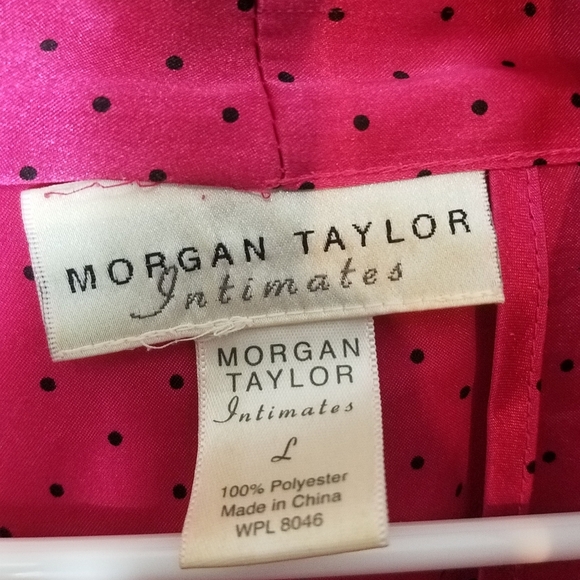 Morgan taylor Intimates pink polka dot Satin robe - Picture 7 of 8